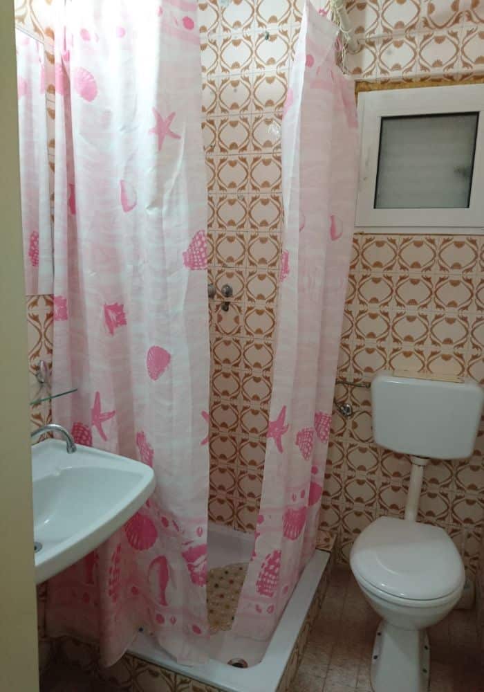 Crimson bathroom Springs apartments Montenegro